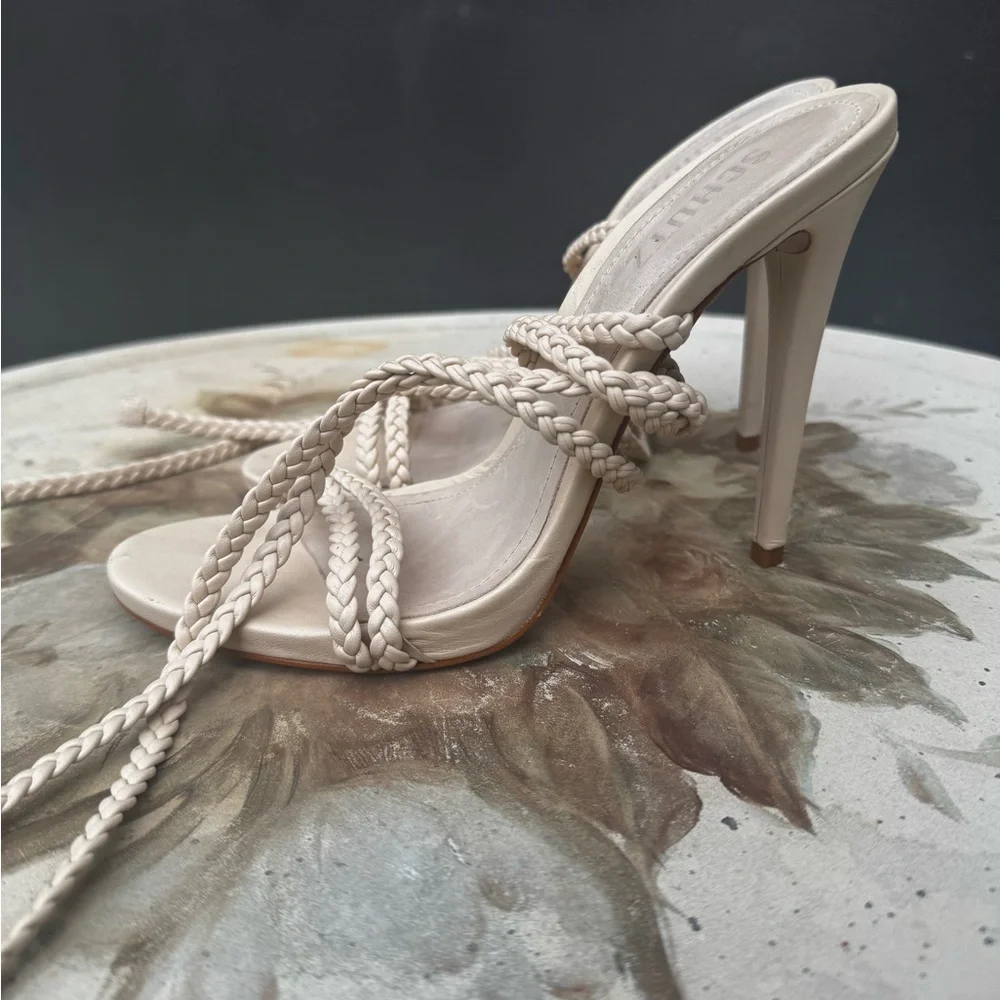 SCHUTZ Women's Braided Heels - Cream - Picture 2 of 5